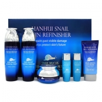 Bergamo Набор Hanhui Snail Mucus Essential Refinisher Skin Care 4Set, Сет с улиткой, 150+150+50+30+3